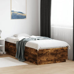 Bed Frame with LED without Mattress 90x200 cm Smoked oak