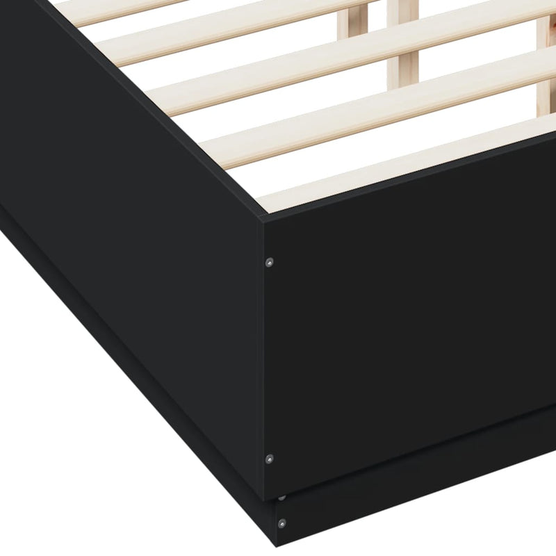 Bed Frame with LED Lights Black 140x190 cm Engineered Wood