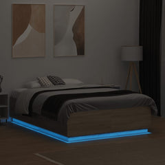 Bed Frame LED without Mattress Sonoma Oak