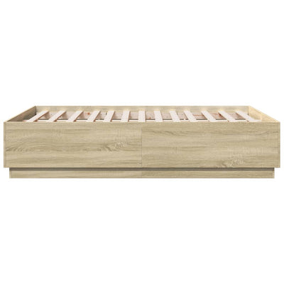 Bed Frame with LED Lights Sonoma Oak 140x190 cm Engineered Wood