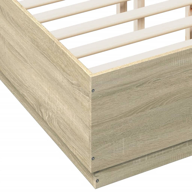 Bed Frame with LED Lights Sonoma Oak 140x190 cm Engineered Wood