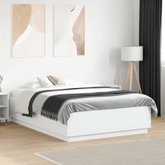 Bed Frame with LED without Mattress 135x190 cm White