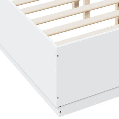 Bed Frame with LED Lights White 120x190 cm Small Double Engineered Wood