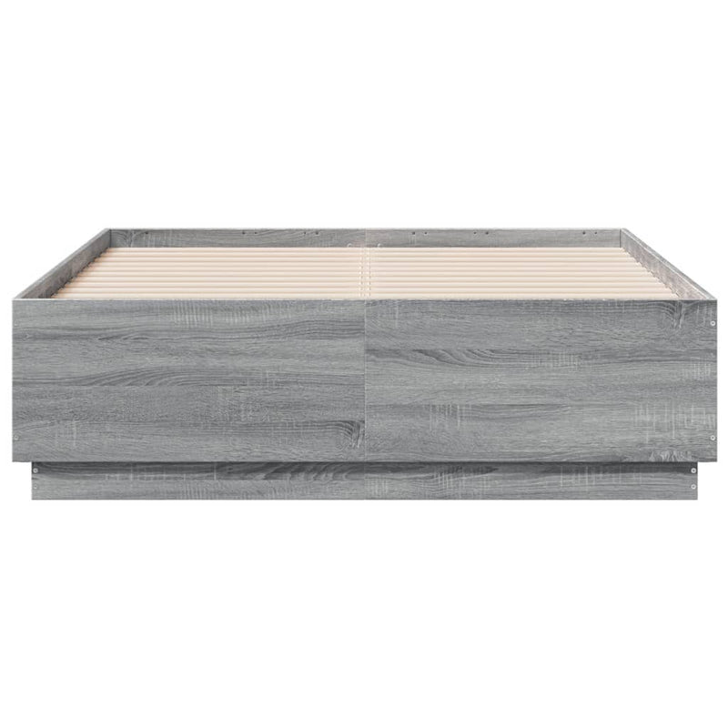 Bed Frame with LED Lights Grey Sonoma 120x190 cm Small Double Engineered Wood