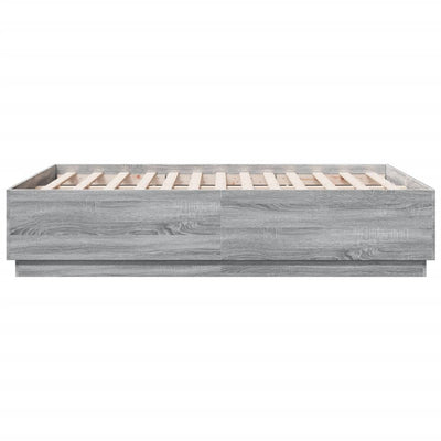 Bed Frame with LED Lights Grey Sonoma 120x190 cm Small Double Engineered Wood