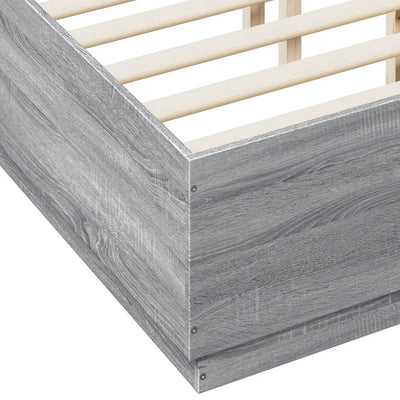 Bed Frame with LED Lights Grey Sonoma 120x190 cm Small Double Engineered Wood