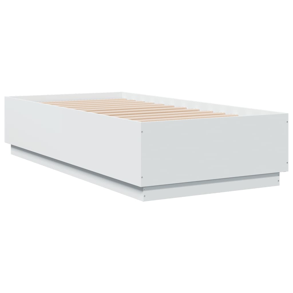 Bed Frame with LED without Mattress 75x190 cm White