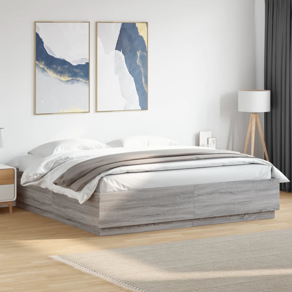 vidaXL Bed Frame without Mattress Grey Sonoma 180x200 cm 1