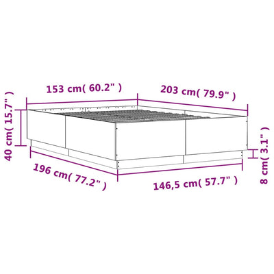 Bed Frame Brown Oak 150x200 cm King Size Engineered Wood