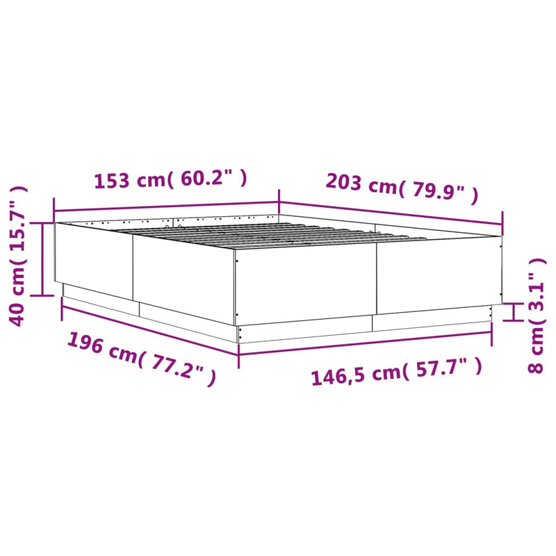 Bed Frame Brown Oak 150x200 cm King Size Engineered Wood