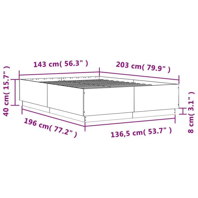 Bed Frame White 140x200 cm Engineered Wood