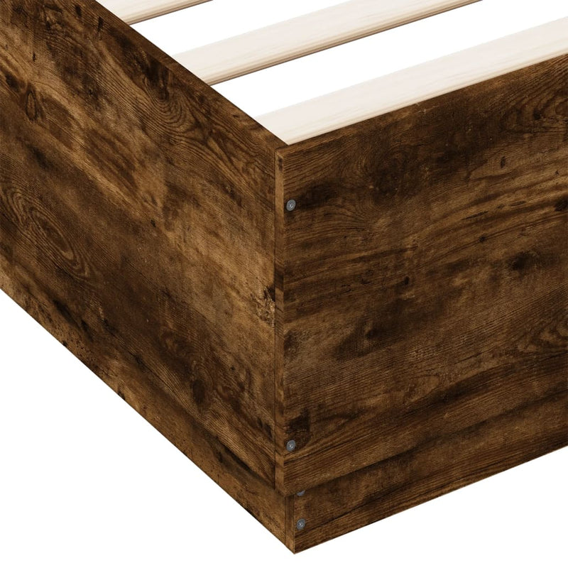 Bed Frame Smoked Oak 140x200 cm Engineered Wood