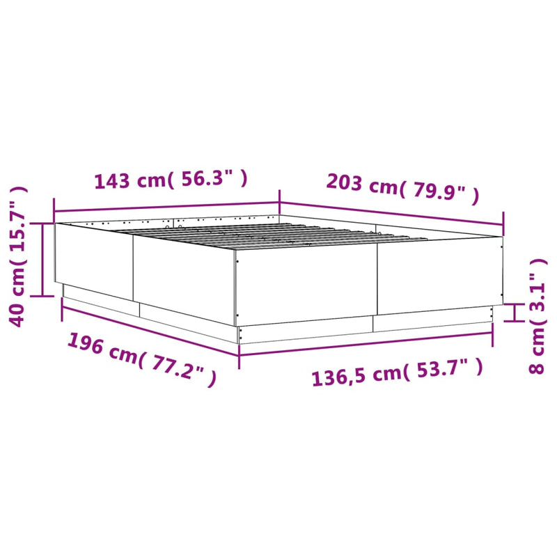 Bed Frame Smoked Oak 140x200 cm Engineered Wood