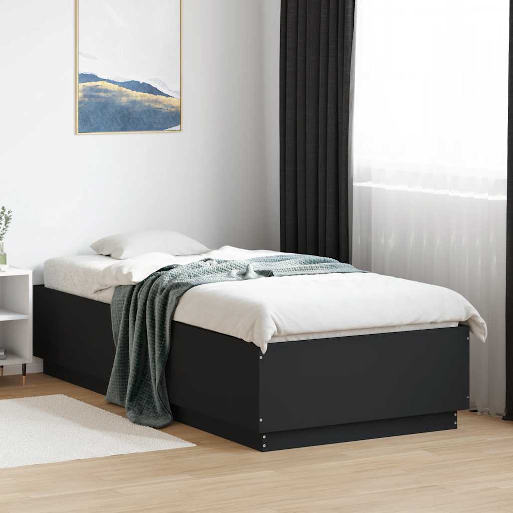 vidaXL Bed Frame without Mattress Black 100x200 cm 1