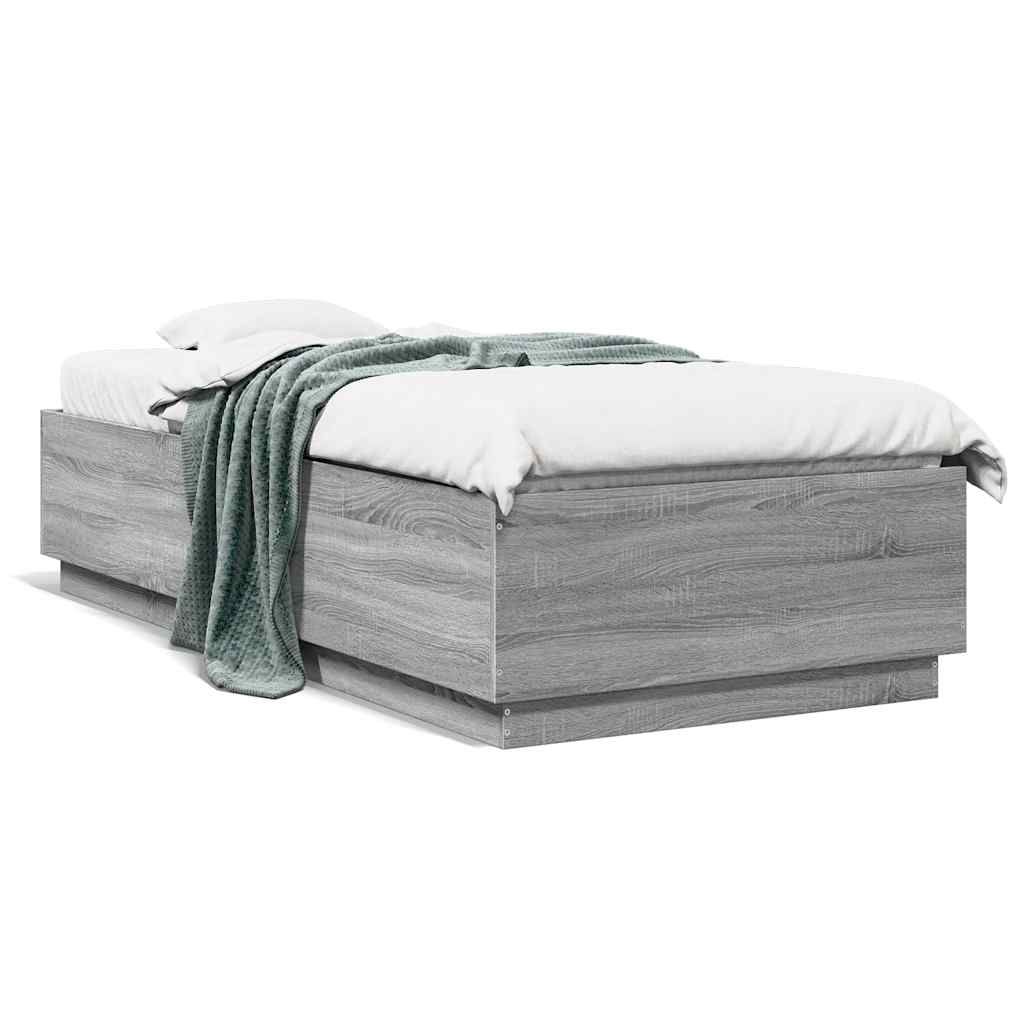 Bed Frame without Mattress 100x200 cm Length 200 cm Width 100 cm Grey sonoma