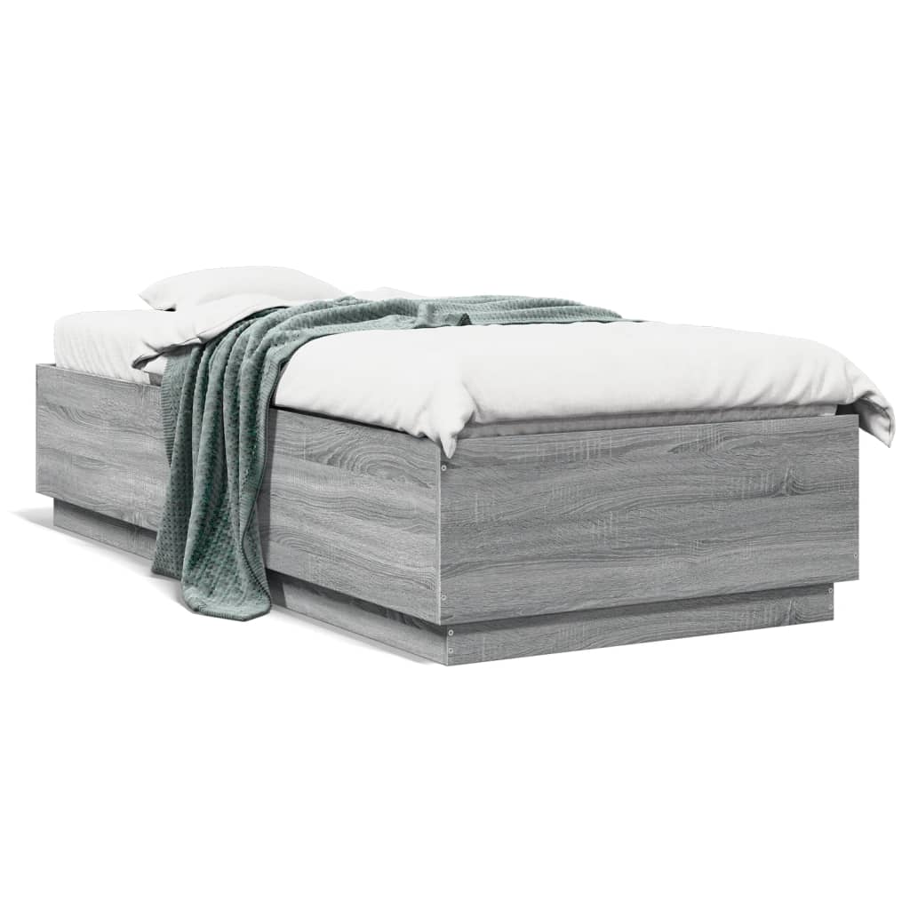 Bed Frame without Mattress 90x200 cm Grey sonoma