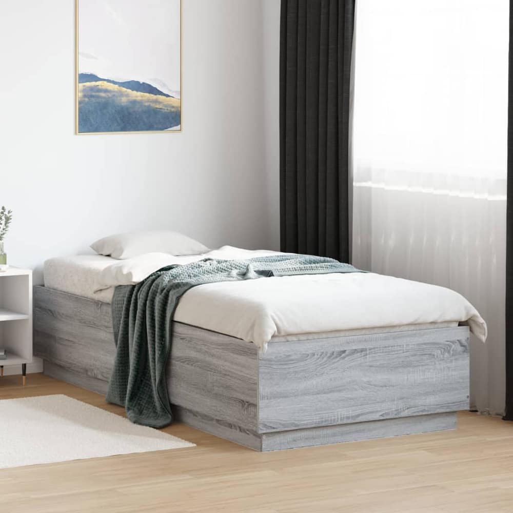 Bed Frame without Mattress 90x200 cm Grey sonoma