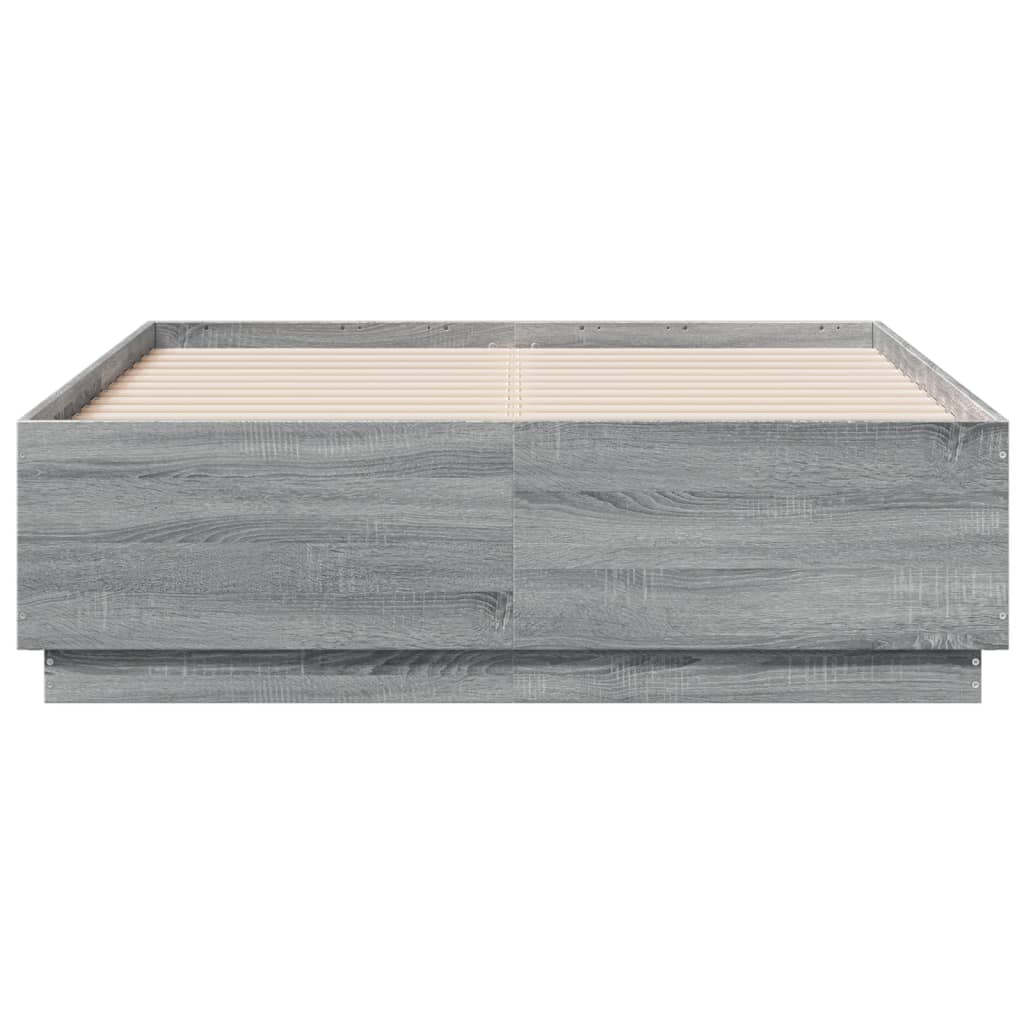 Bed Frame without Mattress 140x190 cm Grey sonoma