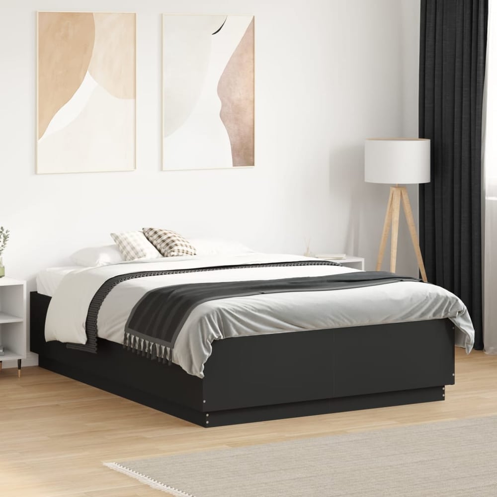 Bed Frame without Mattress 135x190 cm Black