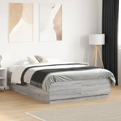 Bed Frame without Mattress 135x190 cm Grey sonoma