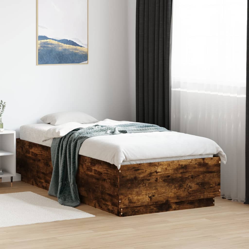 vidaXL Bed Frame without Mattress Smoked Oak 90x190 cm Single 1