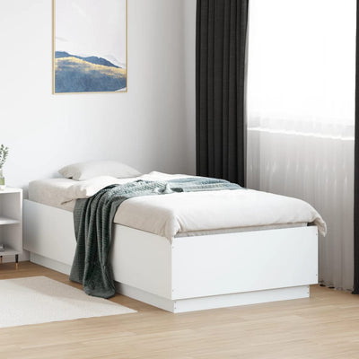 Bed Frame White 75x190 cm Small Single Engineered Wood