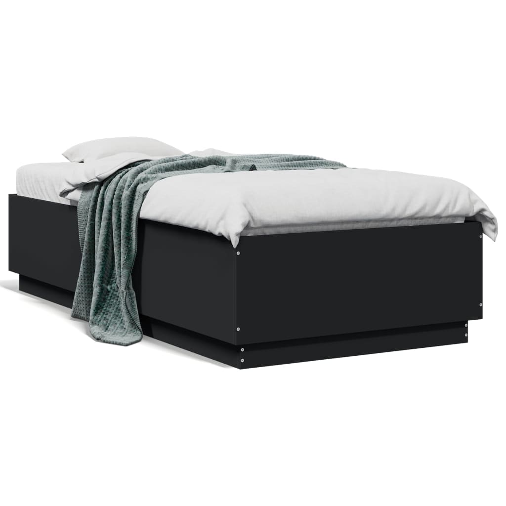 vidaXL Bed Frame without Mattress Black 75x190 cm Small Single 2