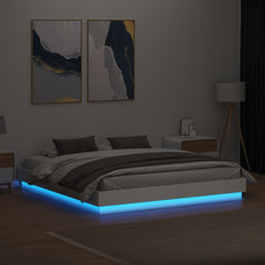Bed Frame with LED without Mattress 200x200 cm White