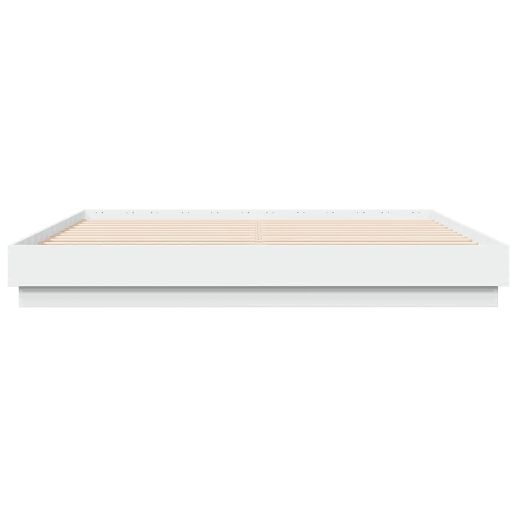 Bed Frame with LED without Mattress 200x200 cm White