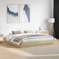 Bed Frame with LED without Mattress 200x200 cm Sonoma oak