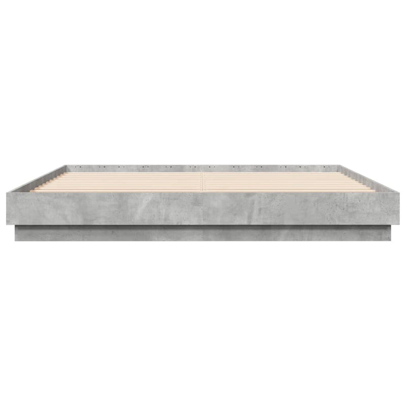 Bed Frame with LED Lights Concrete Grey 180x200 cm Super King