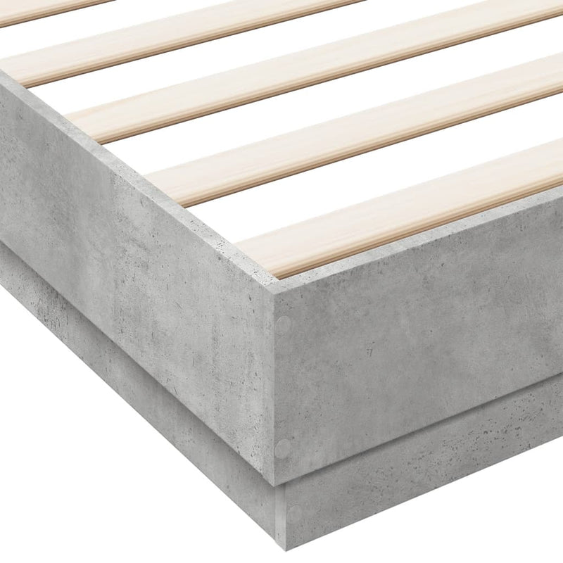 Bed Frame with LED Lights Concrete Grey 180x200 cm Super King