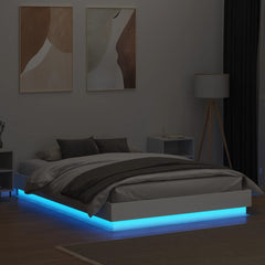 Bed Frame with LED without Mattress 150x200 cm White
