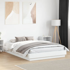 Bed Frame with LED without Mattress 150x200 cm White