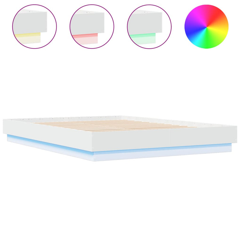 Bed Frame with LED Lights White 120x200 cm