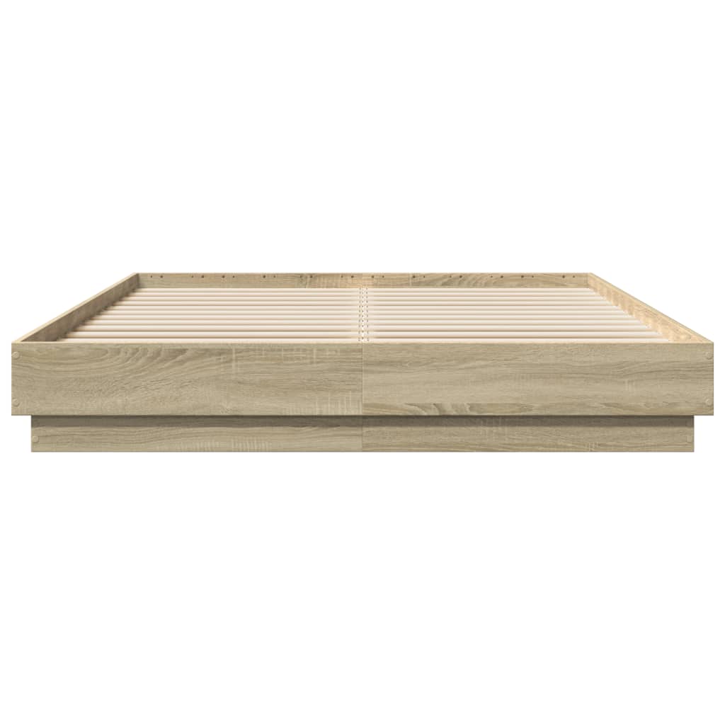 Bed Frame with LED without Mattress 120x200 cm Sonoma oak