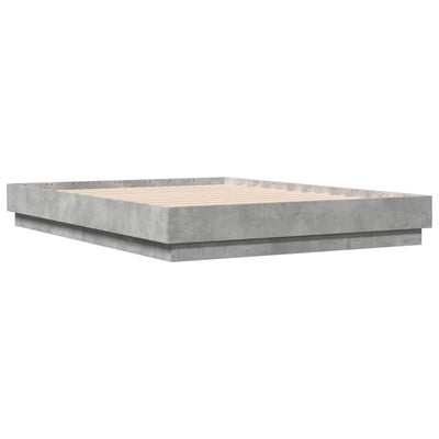 Bed Frame with LED Lights Concrete Grey 140x190 cm