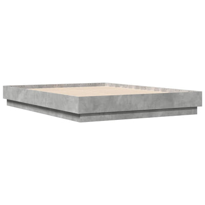 Bed Frame with LED Lights Concrete Grey 140x190 cm