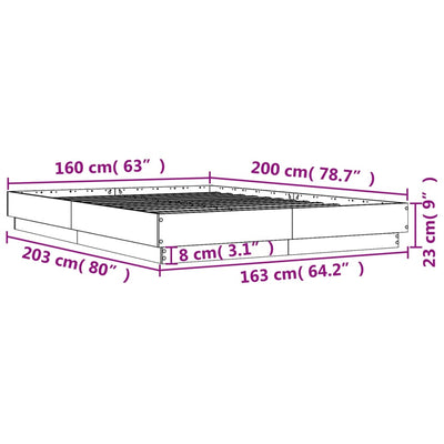 Bed Frame Concrete Grey 160x200 cm Engineered Wood