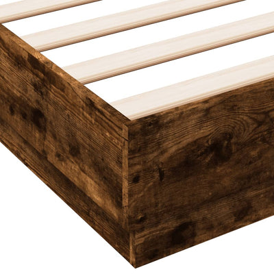 Bed Frame Smoked Oak 160x200 cm Engineered Wood