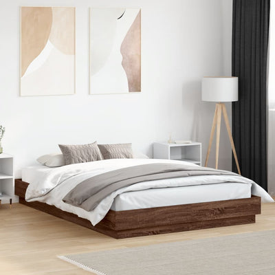 Bed Frame Brown Oak 160x200 cm Engineered Wood