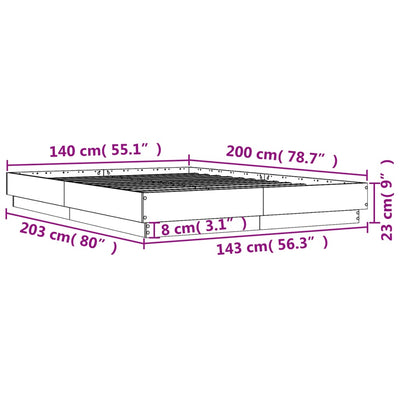 Bed Frame Black 140x200 cm Engineered Wood