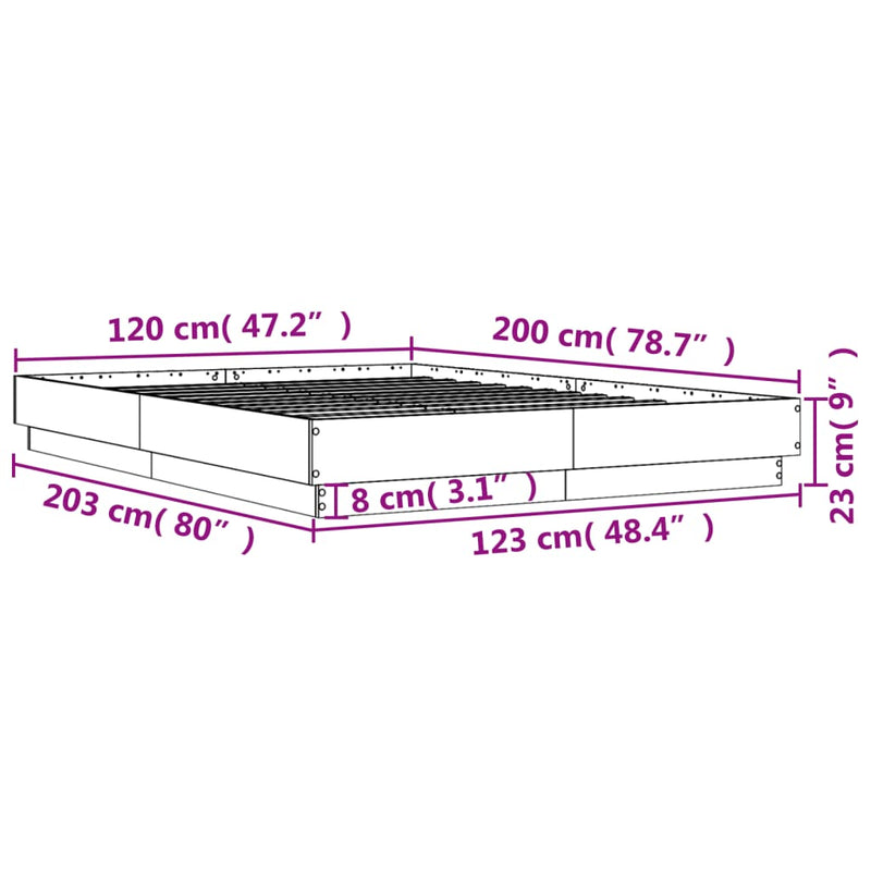 Bed Frame Black 120x200 cm Engineered Wood