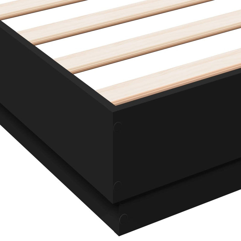 Bed Frame Black 140x190 cm Engineered Wood