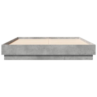 Bed Frame Concrete Grey 135x190 cm Double Engineered Wood