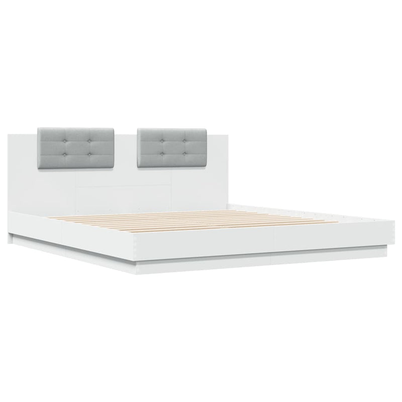 Bed Frame with Headboard White 200x200cm Engineered Wood