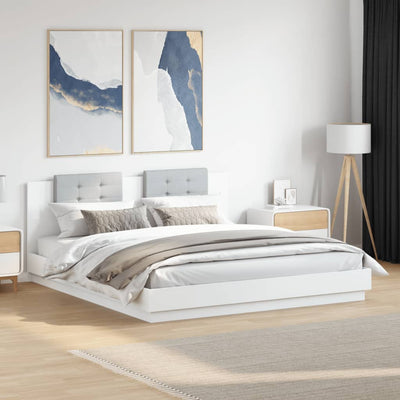 Bed Frame with Headboard White 180x200 cm Super King Engineered Wood