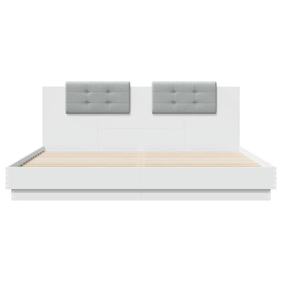 Bed Frame with Headboard White 180x200 cm Super King Engineered Wood