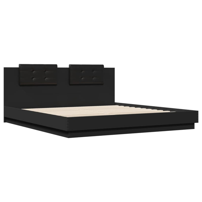 Bed Frame with Headboard Black 160x200 cm Engineered Wood