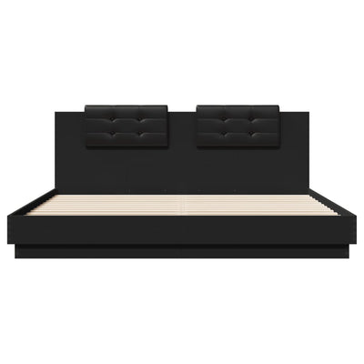 Bed Frame with Headboard Black 160x200 cm Engineered Wood